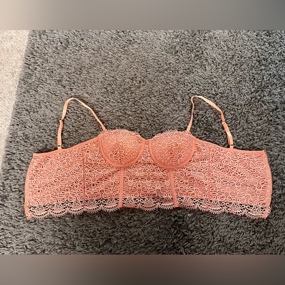 Light Pink Boustier Zip Up Lace Top - Picture 3 of 5